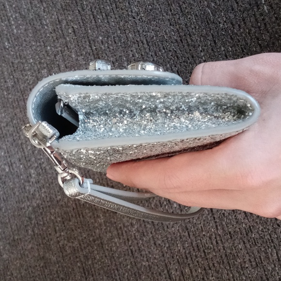 🆕️ 💎Kate Spade💎 - Jeweled Glitter "Tinsel" Medium Flap Phone Wristlet - Picture 6 of 14